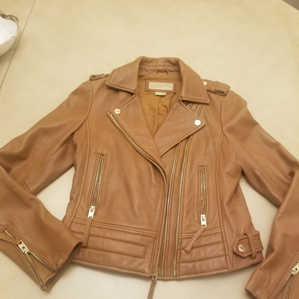 Michael Kors leather motorcycle jacket